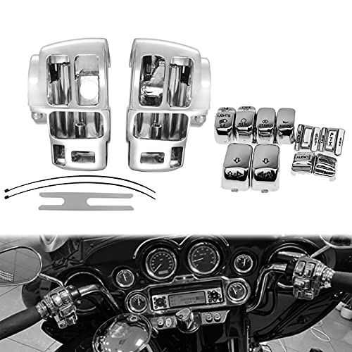 HDBUBALUS Lenkerschalter-Gehäuse Abdeckung Gehäuse Schalter Gehäuse Kappen passend für Harley Touring Road King Tri Electra Glide 1996–2013 Chrom von HDBUBALUS