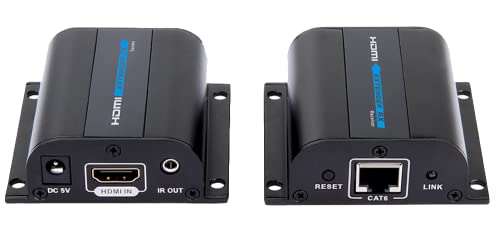Neoteck HDMI Extender mit IR Verlängerung 60M HDMI Repeater 1080P 3D HDMI Ethernet Netzwerk Extender über einziges RJ45 Cat6 Cat7 Kabel für PC DVD Sky HD Box PS3 PS4 Satellite Box usw von HDElite