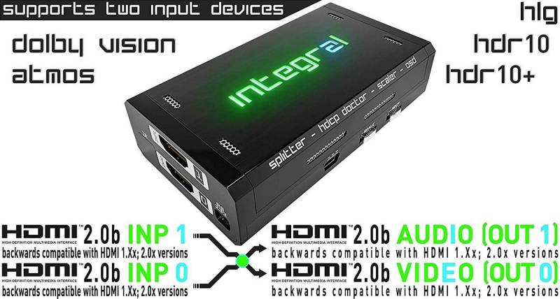 HDFURY HDFury Integral 2, 4K HDR-Splitter, HDMI Audio-Extraktor, unterstützt Video-Adapter von HDFURY