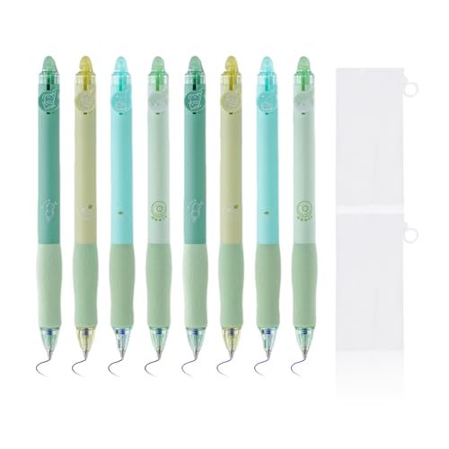 HDGSAFD 8 stück grüne löschbare Stifte und 2 Stück Federmäppchen, Stift, Kugelschreiber, niedlicher Stift, wiederverwendbarer Stift (grün) von HDGSAFD