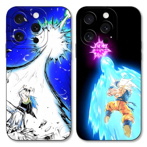 2 Stück Handyhülle für Apple iPhone 13 Pro Max Hülle 6.7'', Anime DragonBall DBZ Guko mit Muster Designs Manga Mädchen Junge Case Schutzhülle Stoßfest TPU Weich Ultra Dünn Cover Überlegener Schutz von HDIJDY
