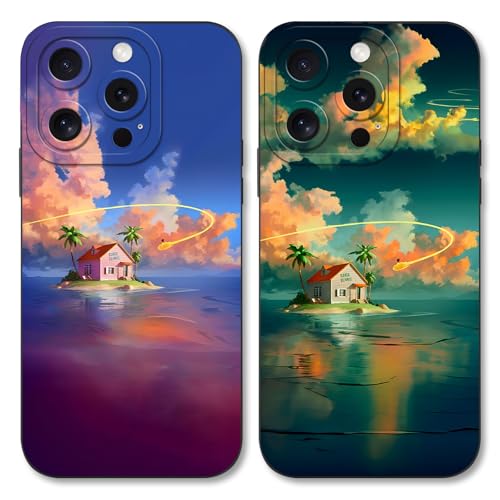 2 Stück Handyhülle für iPhone 16 pro Hülle 6.3'', Anime DragonBall DBZ Guko mit Muster Designs Manga Mädchen Junge Case Schutz Schutzhülle Stoßfest TPU Weich Ultra Dünn Cover Überlegener Schutz von HDIJDY