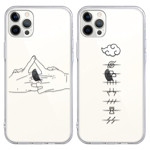 2 Stück transparent Handyhülle für Apple iPhone 13/iPhone 14 Hülle 6.1'', Anime Naruto Aesthetic Collection mit Muster Designs Manga Junge Phone Case Schutzhülle Stoßfest TPU Weich Ultra Dünn Cover von HDIJDY