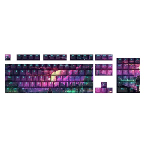 HDKEAN Chinesische Tastenkappen mit Hintergrundbeleuchtung, fünfseitige Thermosublimationen, mechanische Tastatur-Tastenkappe von HDKEAN