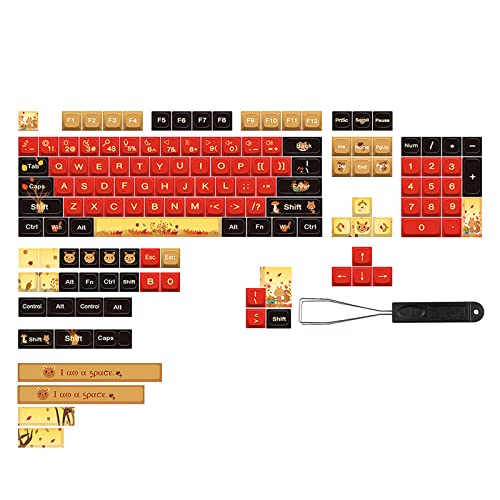 HDKEAN Thick Dye-SUB Tastenkappen, 139 Tasten, Cartoon-Tastenkappe, für 61/68/75/84/980/104/108 Spiele, mechanische Tastatur-Tastenkappe von HDKEAN