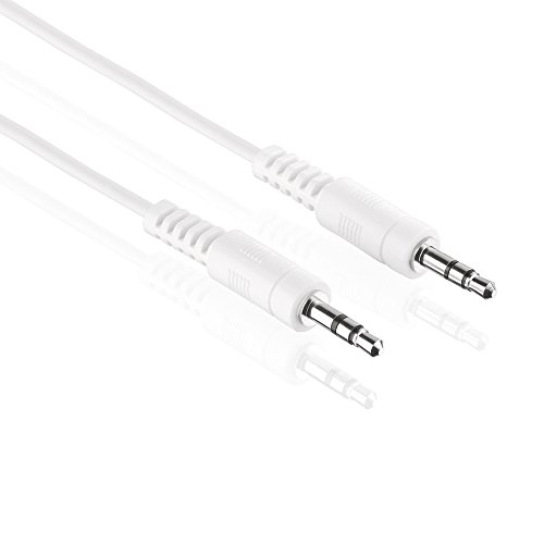 HDSupply AC011-025 Audio Stereo Verbindungskabel 3,5mm Stecker auf 3,5mm Stecker, Ultra Slim Design, 2,50m, weiß von HDSupply