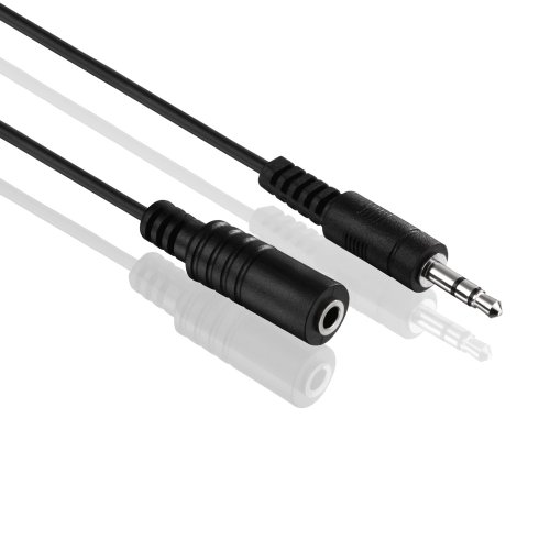 HDSupply AC015-020 Audio Stereo Verlängerungskabel 3,5mm Stecker auf 3,5mm Buchse, Ultra Slim Design, 2,00m, schwarz von HDSupply