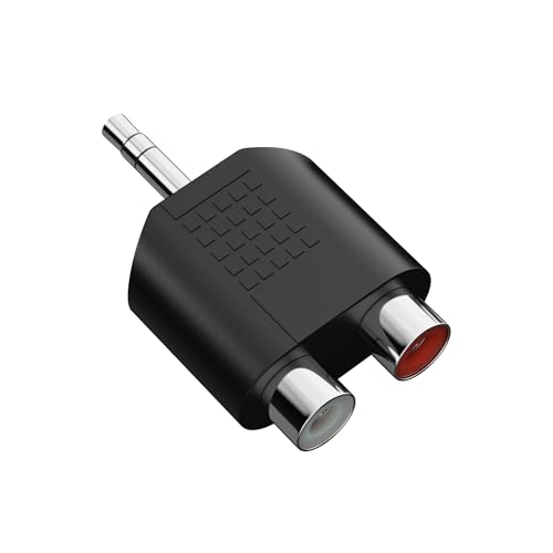 HDSupply Audio Splitter, Y Adapter, Klinke Aux 3,5 mm Stecker zu 2x RCA Cinch Buchse, für Boxen, Subwoofer, Soundbar, Fernseher, Auto, Radio, Smartphone, Tablet, Schwarz von HDSupply