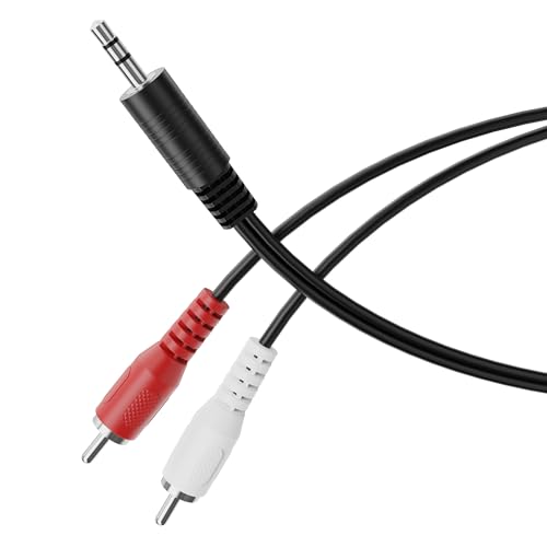 HDSupply Klinke auf Cinch Kabel, 3,00m 3,5 mm Aux RCA Audiokabel, 3 polig Stereo Audio, Y Adapter Kabel für Subwoofer, Soundbar, Fernseher, Auto, Radio, Smartphone, Tablet, Schwarz von HDSupply