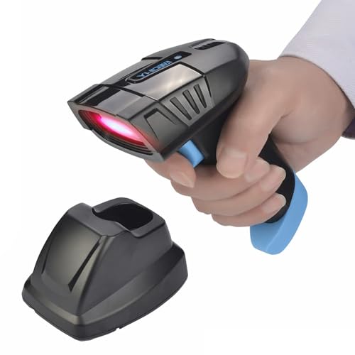 Barcode Scanner, 1D Code Scanner, ideal für Lager und Geschäft, Dockingstation automatischen Aufladen des Lesegeräts, Kabelloser Codeleser EAN, HD6100 HDWR von HDWR