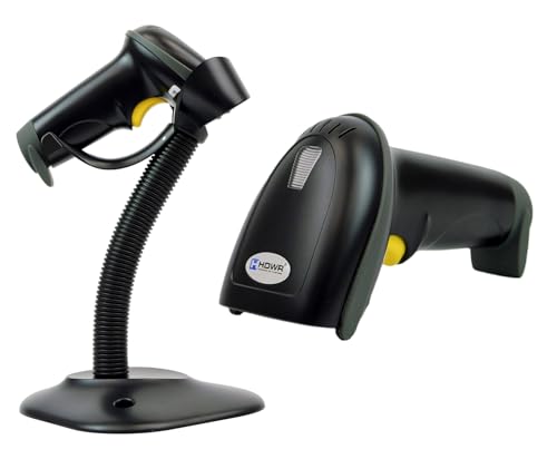 Barcode-Scanner 1D Code, automatisches Codeleser mit einem Ständer, Schwarzer USB Laser Windows-PC Laptop, schnelles und präzises Scannen, HD42A HDWR von HDWR