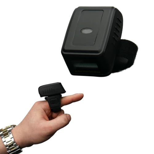 Drahtlos Bluetooth Finger Barcode-Scanner Barcodeleser, 32-Bit-Decoder,Wiederaufladbare, geringe Größe, Laser-Engine, 1D, Windows, Linux, Android, HD75 von HDWR