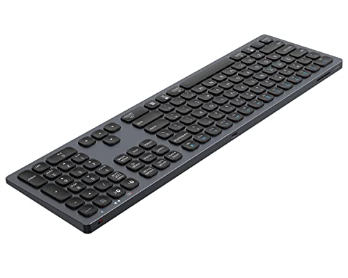 HDWR Tastatur für Computer, kabellose Computertastatur, Gaming Tastatur, Computer, Laptop, Bluetooth, Wireless Keyboard, Aluminium, Silber, Ziffernblock, typerCLAW BC120 von HDWR