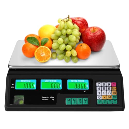 Preisberechnungs-Plattformwaage, Elektronische Waage, Hochpräzise Lebensmittelwaage Doppelseitige LCD-Anzeige HDWR wagPRO-S40B von HDWR