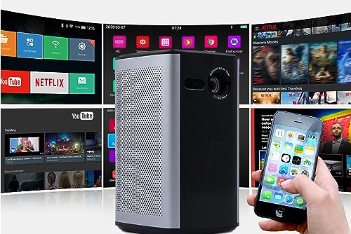 Projektor 4K-Display, Wi-Fi/Bluetooth, Android, Autofokus, Mini, tragbar, Büro und Heimkino, Sound-Lautsprecher, Full HD, Spiele, Filme, Netflix/YouTube/Disney, Betriebsakku für 3h, HDWR XLIGHT 7 Projektor 4K-Display, Wi-Fi/Bluetooth, Android, Autofokus, Mini, tragbar, Büro und Heimkino, Sound-Lautsprecher, Full HD, Spiele, Filme, Netflix/YouTube/Disney, Betriebsakku für 3h, HDWR XLIGHT 7 von HDWR