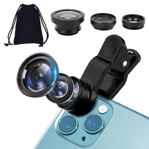 3-in-1-Makro-Objektiv für Handy, Fischaugenobjektiv, universelles Fischaugenobjektiv, kompatibel mit fast jedem modernen mobilen Gerät, einfach zu installieren und zu entfernen, und mit einer kleinen von HDXH