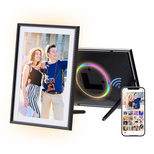 HDeye Digitaler Fotorahmen 10.1 Zoll WiFi, HD 1280x800 IPS Touchscreen Elektronischer FotoRahmen mit 32GB Speicher, Auto Drehung, Einfache Übertragung von Fotos Videos über Aimor App, RGB-Lichtmodus HDeye Digitaler Fotorahmen 10.1 Zoll WiFi, HD 1280x800 IPS Touchscreen Elektronischer FotoRahmen mit 32GB Speicher, Auto Drehung, Einfache Übertragung von Fotos Videos über Aimor App, RGB-Lichtmodus von HDeye