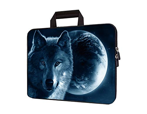 Neopren-Laptop-Tragetasche, Chromebook-Hülle, Notebook, Ultrabook-Tasche, Tablet, Reisehülle mit Griff, Reißverschluss, Tragetasche für 35,6 cm (14 15 Zoll) Netbook/Laptop (Wolf) von HEABPY