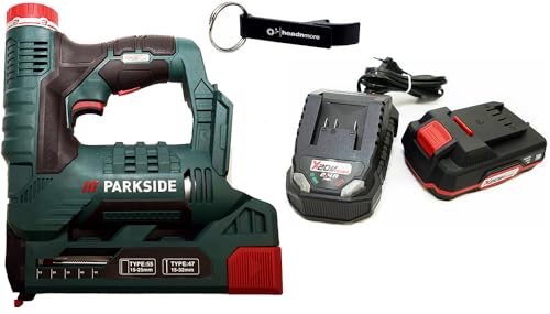HEADNMORE® Bundle - 1 x PARKSIDE® 20V Akku Tacker PAT 20 + 1 x HEADNMORE® Schlüsselanhänger (1x2Ah Akku) von HEADNMORE