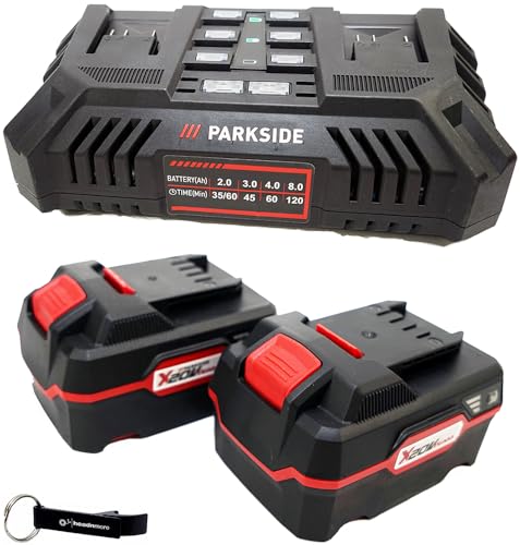 HEADNMORE® Bundle - Parkside® 20V Akku Doppelladegerät PDSLG 20 + 2X 4Ah Akku + HEADNMORE® Schlüsselanhänger von HEADNMORE