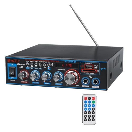 1000W Auto Amplificador. HiFi 2 ch. Audio-Leistungsverstärker Home Theater Verstärker Audiounterstützung FM USB SD/Fernbedienung,Einfache Balance-Kontrolle(1000W US 220-V) von HEALBYBLE