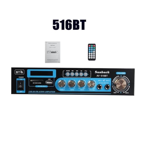 1200W Bluetooth-Verstärker. 2ch HiFi. Audio-Stereo-Kraft Amp USB FM. Radio Auto Heimkino mit Fernbedienung,Einfache Balance-Kontrolle(516BT US) von HEALBYBLE