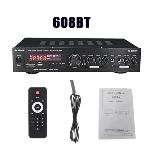 1200W Bluetooth-Verstärker. 2ch HiFi. Audio-Stereo-Kraft Amp USB FM. Radio Auto Heimkino mit Fernbedienung,Einfache Balance-Kontrolle(608BT Black EU) von HEALBYBLE