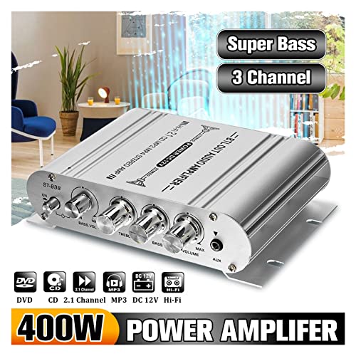 2 1CH 40W. 2x20w Digital Car Power Verstärker Hi-Fi-Stereo-Bass-Verstärker Audiounterstützungsanschluss von 2 Lautsprechern und einem Subwoofer,Einfache Balance-Kontrolle(12V 2A Adapter) von HEALBYBLE
