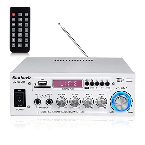 2000W Bluetooth 5.0 Auto: Verstärker mit Fm Radiolautsprecher Audio-Verstärker Fahrzeug Verstärker Enclosure Car Audio,Einfache Balance-Kontrolle(Silver) von HEALBYBLE
