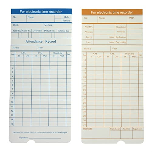 4 STÜCKE Uhr in der englischen Zeit Anwesenheit Papierkarte Pensionen Rekordpapier Zeitbetreuung Papierkarten-Rekordkarte,Ultraschnelle Identifizierung 4 STÜCKE Uhr in der englischen Zeit Anwesenheit Papierkarte Pensionen Rekordpapier Zeitbetreuung Papierkarten-Rekordkarte,Ultraschnelle Identifizierung von HEALBYBLE