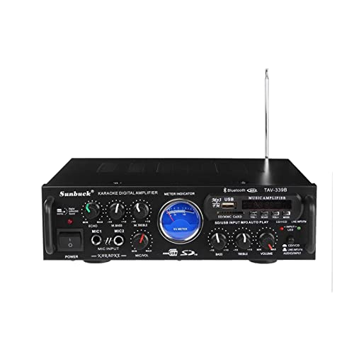 600W Bluetooth Power Stereo-Verstärker HiFi vu. Meter FM 2CH USB SD Karaoke Home Verstärker Theater Digital Amp Auto Audio,Einfache Balance-Kontrolle von HEALBYBLE