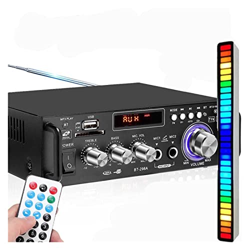 800W Amplifie Home Verstärker Audio Bluetooth Verstärker Subwoofer Verstärker Home Theatre Sound System Verstärker Professionelle,Einfache Balance-Kontrolle(Amplifier and Light) von HEALBYBLE