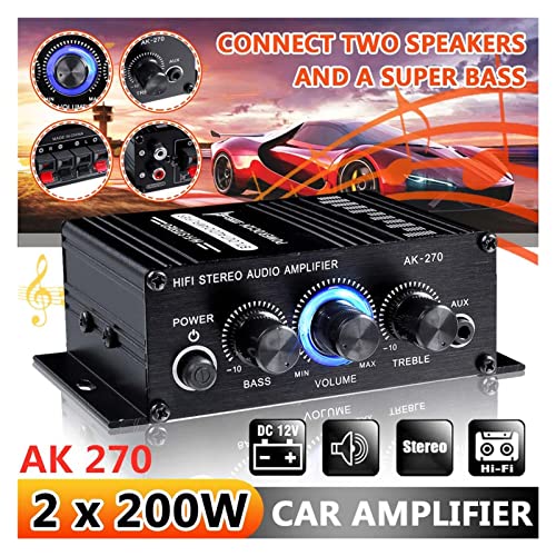 AK170 / 270/370 / 380 800W 12V HiFi Leistungsverstärker Stereo-Home-Auto BASS Audio AMP CAR Lautsprecher Klasse D Auto Home Sound Power AMP,Einfache Balance-Kontrolle(AK270 No buthooth) von HEALBYBLE