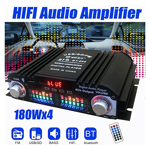 BT-998 HiFi Audio-Verstärker LCD Anzeige der Klasse D Strom Amplificador Bluetooth Radio Car Home Super Lautsprecher FM USB SD.,Einfache Balance-Kontrolle(12V Adapter for Home) von HEALBYBLE