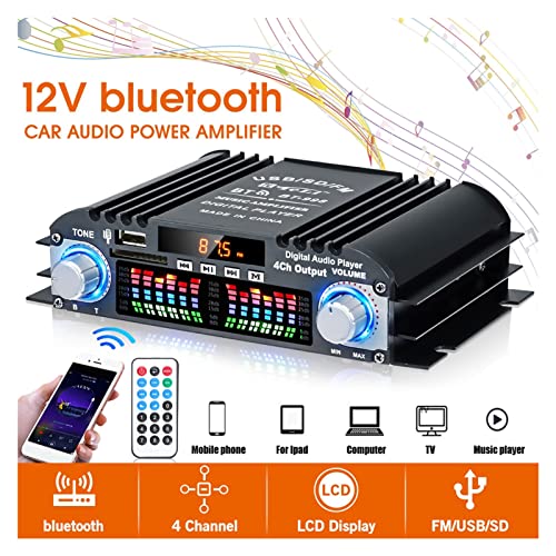 BT-998. HiFi Audio Home Digitalverstärker Auto Audio Bass Power Bluetooth Verstärker FM USB SD. Radio for Subwoofer-Lautsprecher DC12V.,Einfache Balance-Kontrolle(12V Adapter for Home) von HEALBYBLE