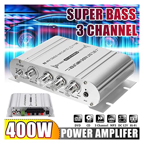 HEALBYBLE 1. 2v3a. Power + Audiokabel ST-838 Mini Digitaler Hi-Fi-Auto-Leistungsverstärker 2. 1CH 40W. 2x20w Digital Subwoofer Stereo BASS Musikplayer,Einfache Balance-Kontrolle(12V 2A Adapter) von HEALBYBLE