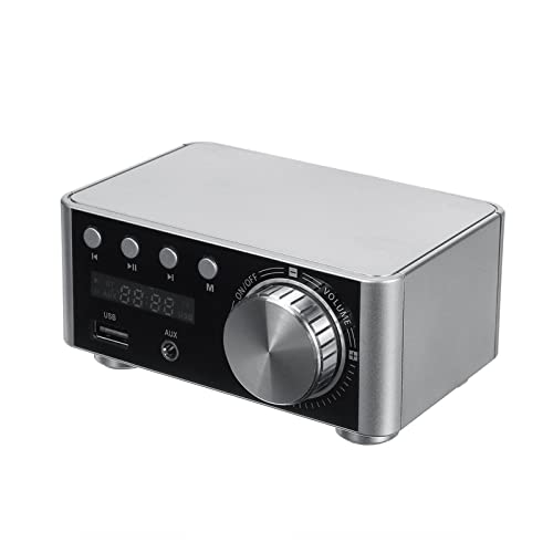 HEALBYBLE 100W Audio HiFi Bluetooth 5.0 Power Class D Verstärker TPA3116 Digital AMP Home Audio Car Marine USB AUX in. Mini-Audio,Einfache Balance-Kontrolle(Silver AMP,220-V) von HEALBYBLE