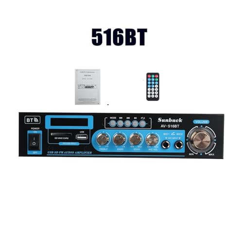 HEALBYBLE 1200W Bluetooth-Verstärker. 2ch HiFi. Audio-Stereo-Kraft Amp USB FM. Radio Auto Heimkino mit Fernbedienung,Einfache Balance-Kontrolle(516BT EU) von HEALBYBLE