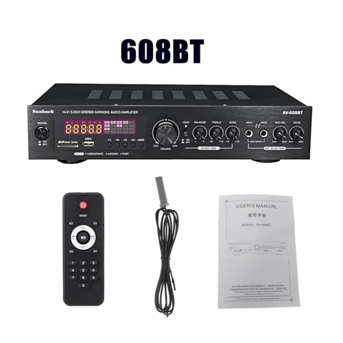 HEALBYBLE 1200W Bluetooth-Verstärker. 2ch HiFi. Audio-Stereo-Kraft Amp USB FM. Radio Auto Heimkino mit Fernbedienung,Einfache Balance-Kontrolle(608BT Black US) von HEALBYBLE