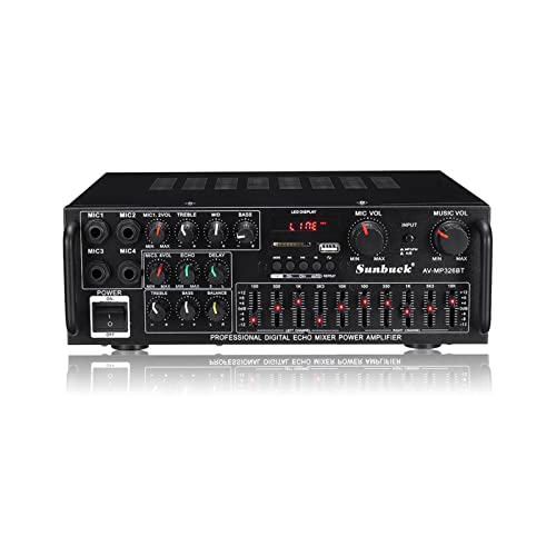 HEALBYBLE 2-Kanal-Home Bluetooth-Verstärker Home Car-Audio-Stereo-Subwoofer-Verstärker Power Audio-Verstärker Audio USB SD. Mit Remote.,Einfache Balance-Kontrolle(220-V) von HEALBYBLE