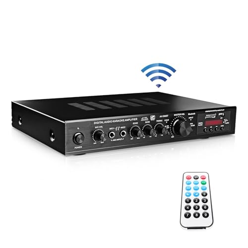 HEALBYBLE 200. 0w 5ch. Bluetooth-Stereo EIN V Power Surround Bass Car Audio Subwoofer-Lautsprecher LED Digitalverstärker for Karaoke-Kino,Einfache Balance-Kontrolle von HEALBYBLE