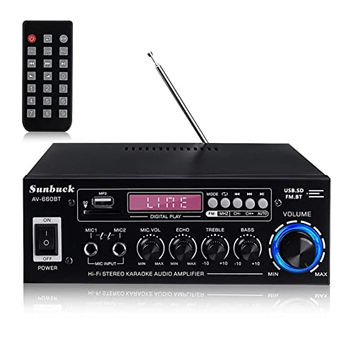 HEALBYBLE 2000W Bluetooth 5.0 Auto: Verstärker mit Fm Radiolautsprecher Audio-Verstärker Fahrzeug Verstärker Enclosure Car Audio,Einfache Balance-Kontrolle(Noir) von HEALBYBLE