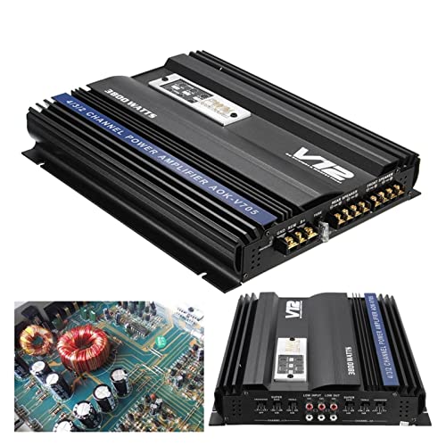 HEALBYBLE 380. 0w RMS 4. Kanal 12V Verstärker Audio Bluetooth Car Audio Stereo Verstärker AMP-Lautsprecher Metallautoverstärker Auto Subwoofer,Einfache Balance-Kontrolle von HEALBYBLE