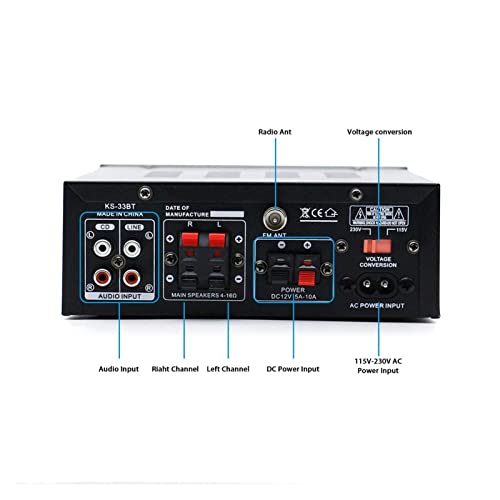 HEALBYBLE 450W + 450W Home Bluetooth Stereo Verstärker HiFi Digitales Audio Home Karaoke Leistungsverstärker Auto Auto HiFi Verstärker Music Player,Einfache Balance-Kontrolle(220-V) von HEALBYBLE