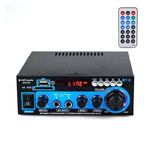 HEALBYBLE 80. 0w HiFi. Bluetooth-Leistungsverstärkerauto/Heimkino Digital Power Audio Amplificador for Lautsprecher Höhenbasskontrolle FM USB SD.,Einfache Balance-Kontrolle(AK-550 800W) von HEALBYBLE