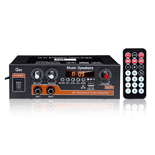 HEALBYBLE 800W HiFi Stereo Audio Audio Audio-Verstärker Auto Audio Bluetooth 2-Kanal digitaler leistungsstarker Automobilverstärker for Subwoofer-Audioprozessor,Einfache Balance-Kontrolle(G50) von HEALBYBLE