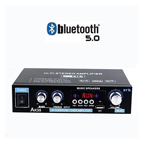 HEALBYBLE Auto Bluetooth-Stereo-Verstärker HiFi Digitales Audio-Home-Karaoke Power AMP FM USB. Auto-Autoverstärker mit Fernbedienung 90W + 90W,Einfache Balance-Kontrolle(90WX2) von HEALBYBLE