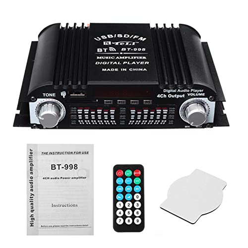 HEALBYBLE BT-998 HiFi Audio-Verstärker LCD Anzeige der Klasse D Strom Amplificador Bluetooth Radio Car Home Super Lautsprecher FM USB SD.,Einfache Balance-Kontrolle(Amplifier no Adapter) von HEALBYBLE