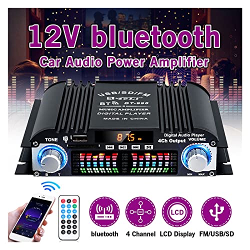 HEALBYBLE BT-998. HiFi Audio Home Digitalverstärker Auto Audio Bass Power Bluetooth Verstärker FM USB SD. Radio-Subwoofer-Lautsprecher.,Einfache Balance-Kontrolle(12V Adapter for Home) von HEALBYBLE
