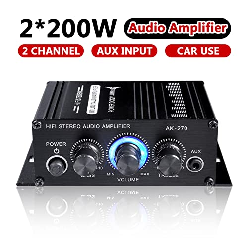 HEALBYBLE BT-998. HiFi Audio Home Digitalverstärker Auto Audio Bass Power Bluetooth Verstärker FM USB SD. Radio for Subwoofer-Lautsprecher DC12V.,Einfache Balance-Kontrolle(AK270 no Adapter) von HEALBYBLE